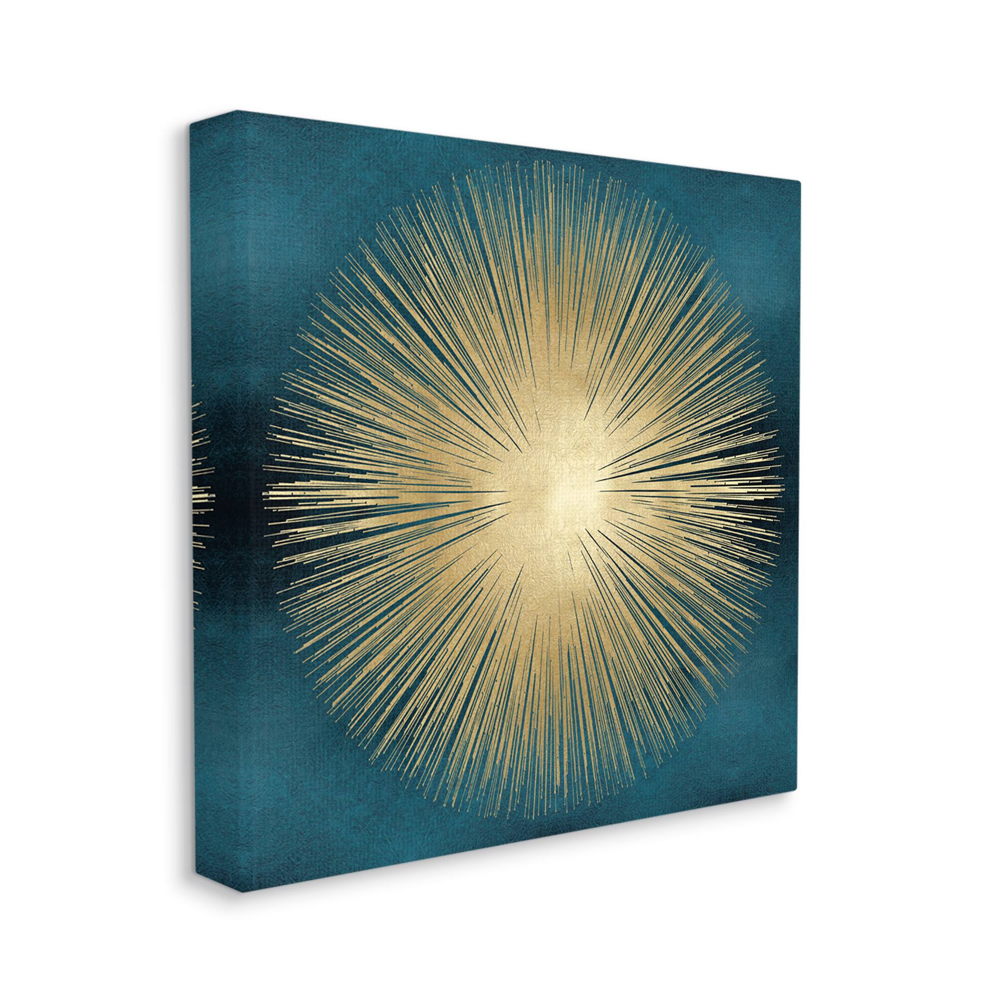 Stupell Industries Abstract Deco Sunburst Shape Dark Blue Wall Art